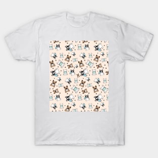 Dog seamless pattern bulldog face mask T-Shirt